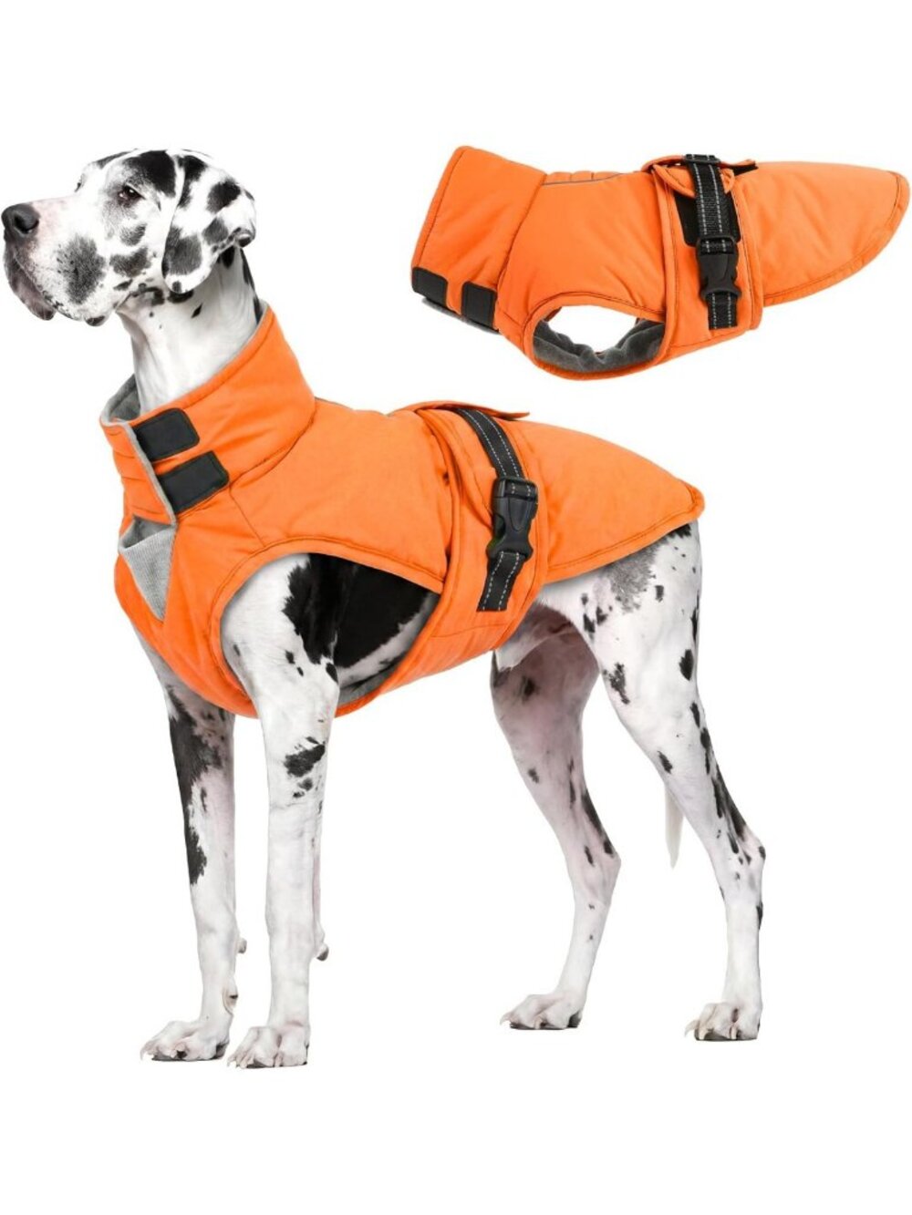 Waterproof Fleece Hunting Jacket for Large Dogs - Orange Outdoor Coat, 4XL